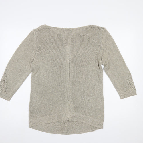 Marks and Spencer Women Beige Size 16 Knit 3/4 Sleeve Jumper