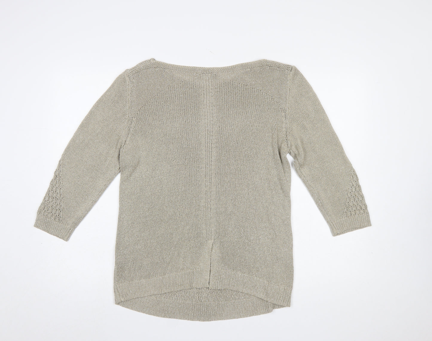 Marks and Spencer Women Beige Size 16 Knit 3/4 Sleeve Jumper