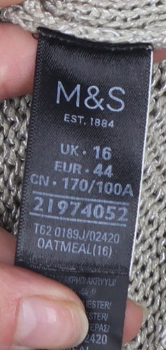 Marks and Spencer Women Beige Size 16 Knit 3/4 Sleeve Jumper