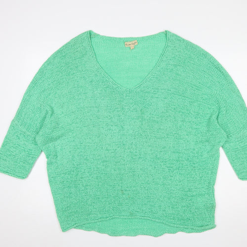 Phase Eight Women’s Green Open Knit V-Neck Pullover Jumper L
