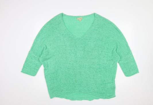Phase Eight Women’s Green Open Knit V-Neck Pullover Jumper L