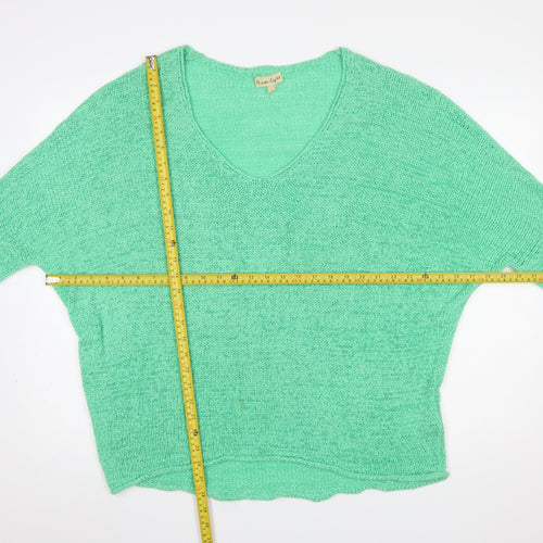 Phase Eight Women’s Green Open Knit V-Neck Pullover Jumper L
