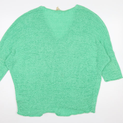 Phase Eight Women’s Green Open Knit V-Neck Pullover Jumper L
