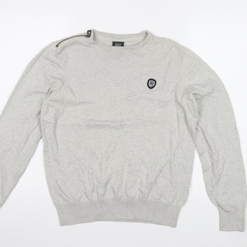 883 Police Men's Grey Cotton Crew Neck Pullover Jumper Medium