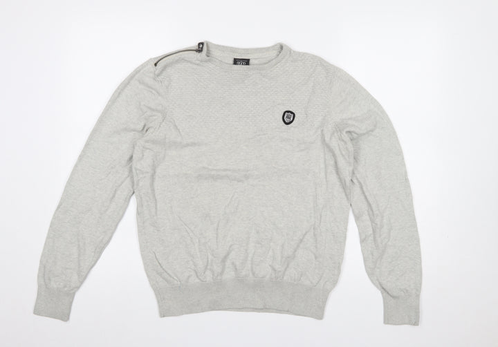 883 Police Men's Grey Cotton Crew Neck Pullover Jumper Medium