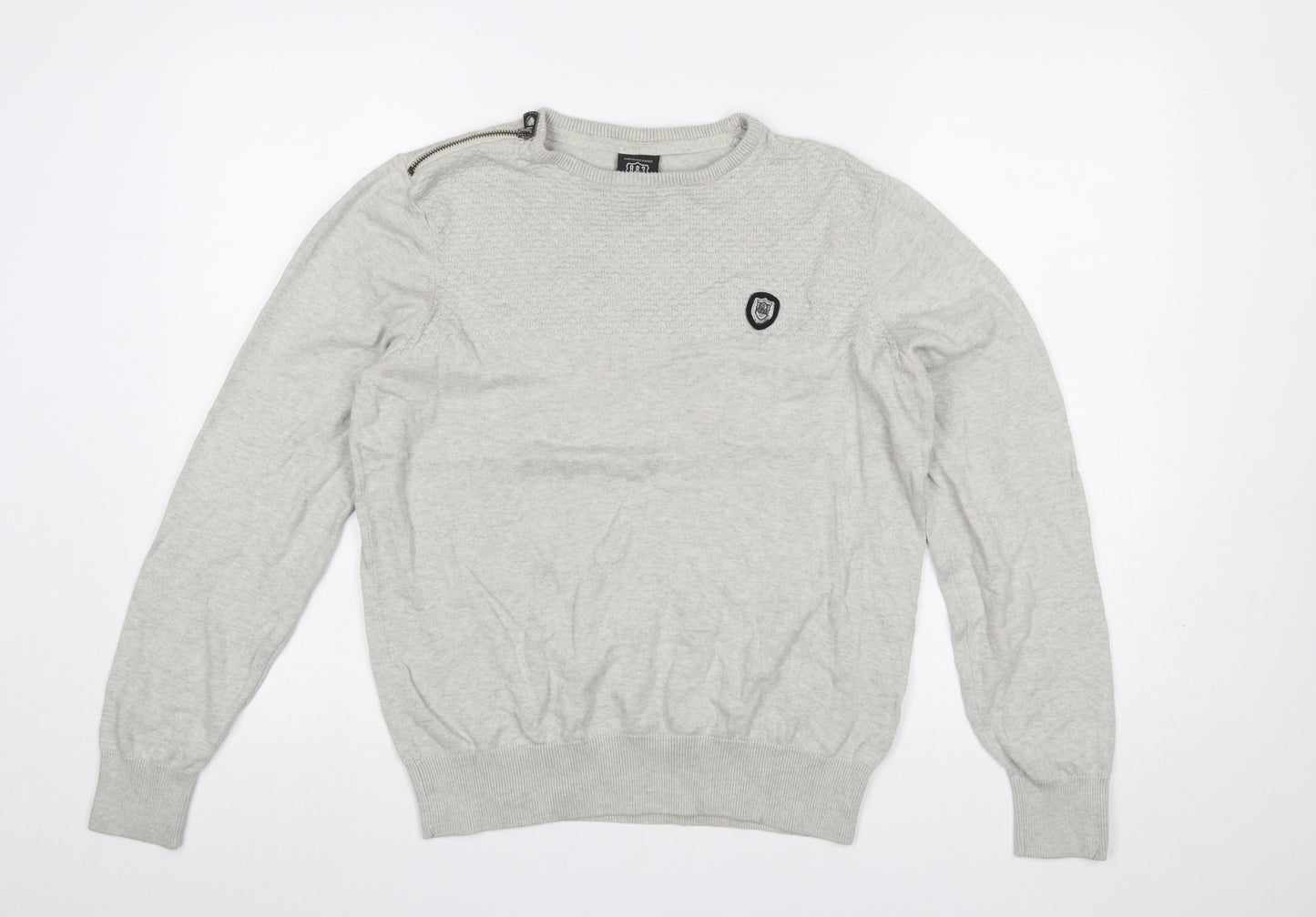 883 Police Men's Grey Cotton Crew Neck Pullover Jumper Medium