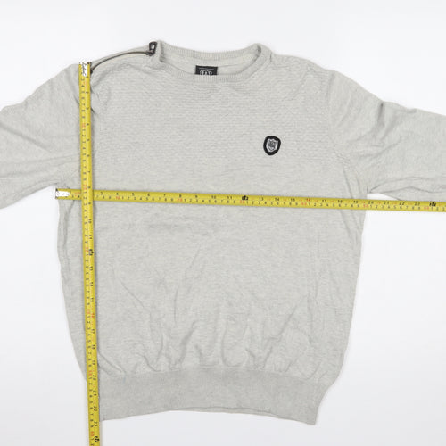 883 Police Men's Grey Cotton Crew Neck Pullover Jumper Medium