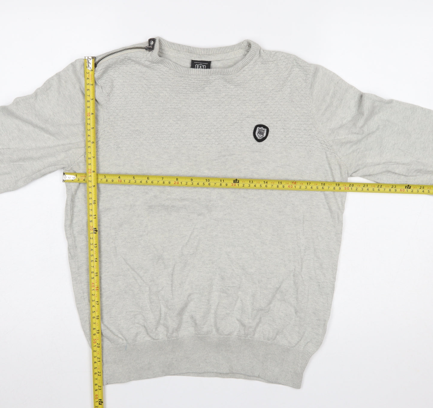 883 Police Men's Grey Cotton Crew Neck Pullover Jumper Medium