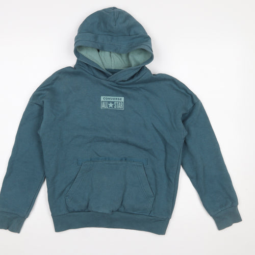 Converse Boys Blue Pullover Hoodie M 10-12 Years Cotton Blend All Star Logo