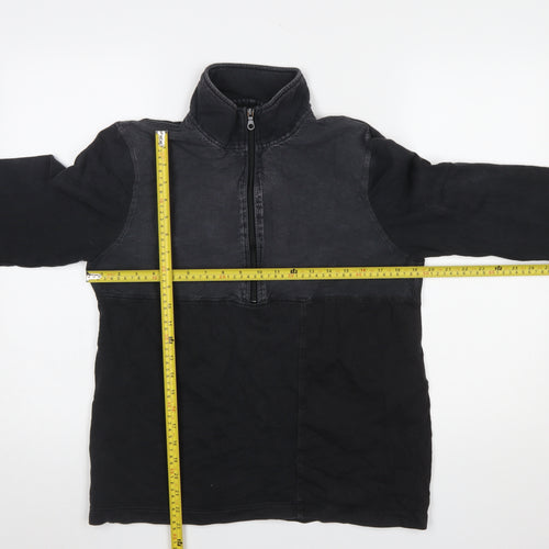 Folk Men's Black Half Zip Cotton Linen Sweatshirt Size M