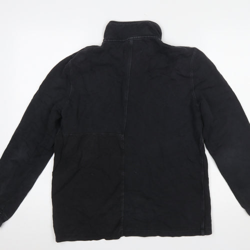 Folk Men's Black Half Zip Cotton Linen Sweatshirt Size M