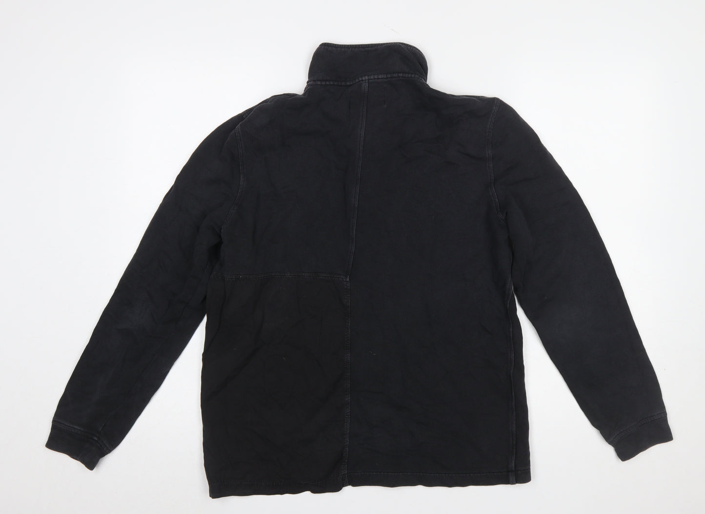 Folk Men's Black Half Zip Cotton Linen Sweatshirt Size M