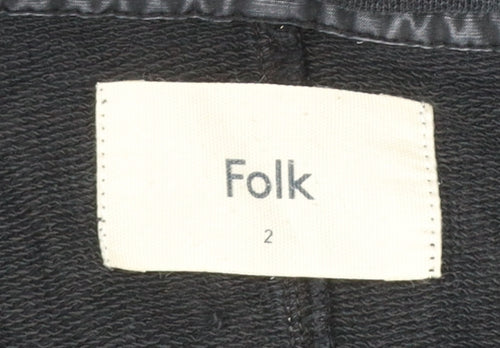 Folk Men's Black Half Zip Cotton Linen Sweatshirt Size M