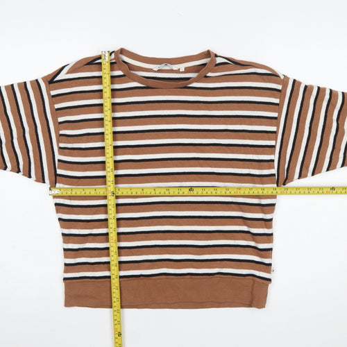 Tom Tailor Women Brown & White Striped Pullover Sweatshirt Size S