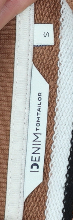 Tom Tailor Women Brown & White Striped Pullover Sweatshirt Size S