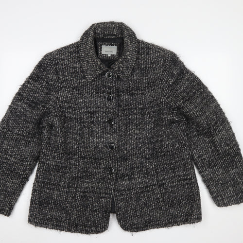 Marks and Spencer Per Una Women Grey Wool Blend Tweed Blazer Jacket Size 18