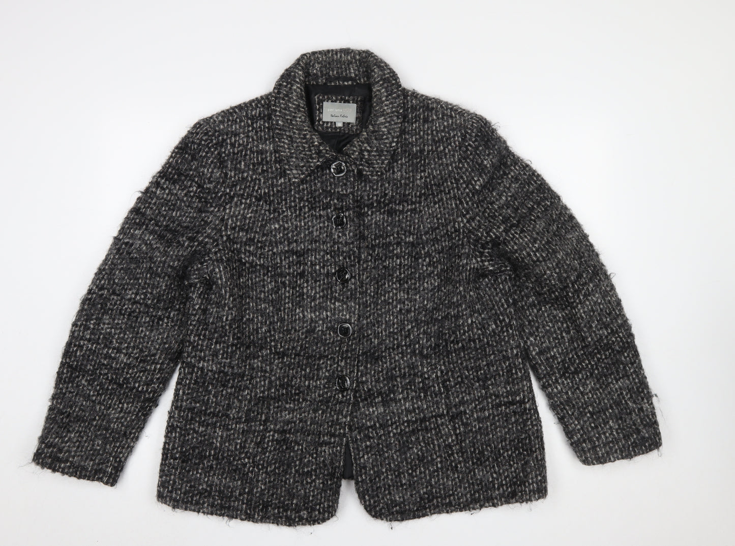 Marks and Spencer Per Una Women Grey Wool Blend Tweed Blazer Jacket Size 18