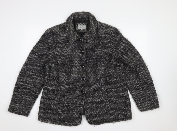 Marks and Spencer Per Una Women Grey Wool Blend Tweed Blazer Jacket Size 18