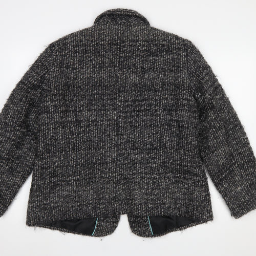 Marks and Spencer Per Una Women Grey Wool Blend Tweed Blazer Jacket Size 18