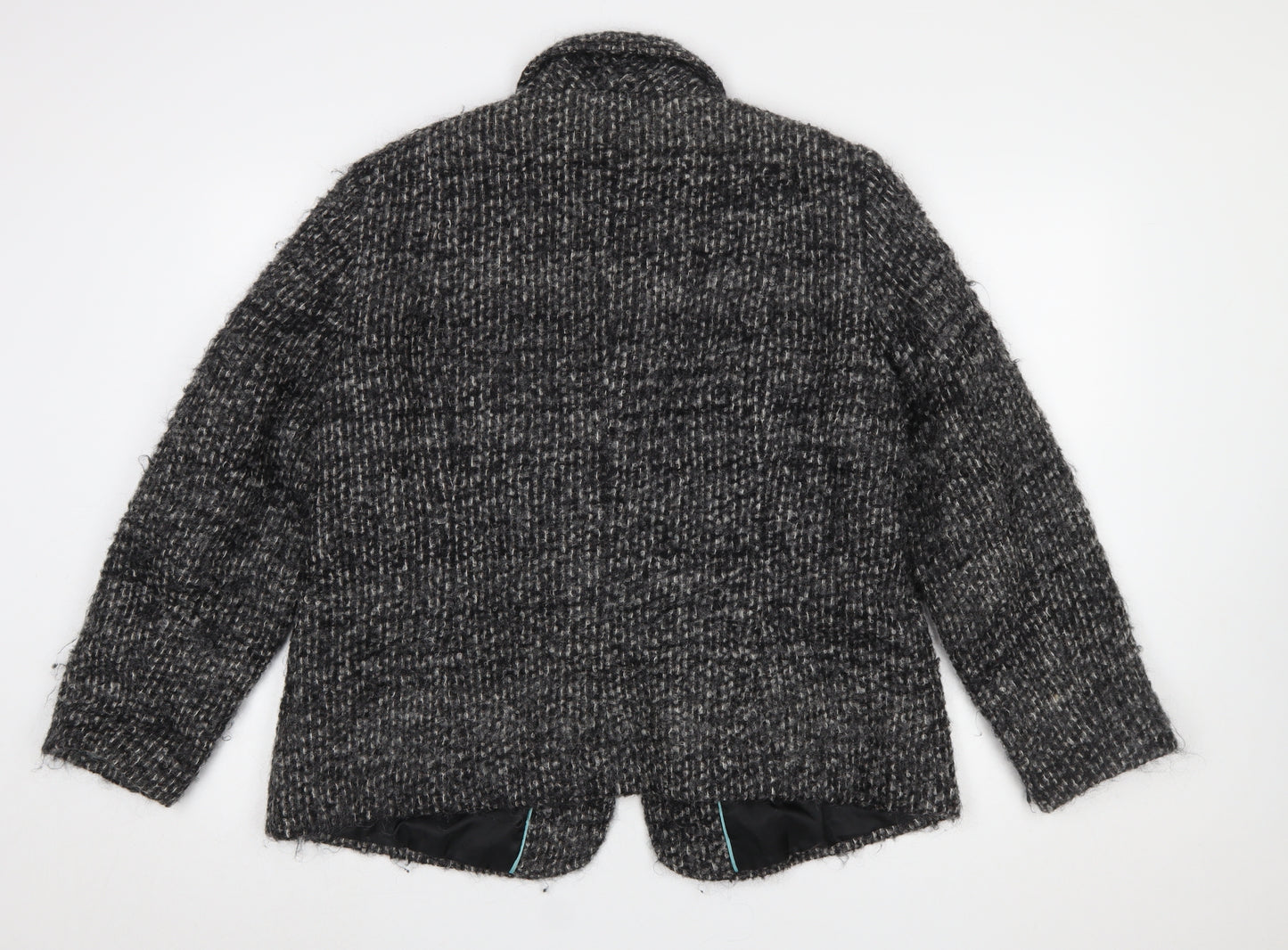 Marks and Spencer Per Una Women Grey Wool Blend Tweed Blazer Jacket Size 18
