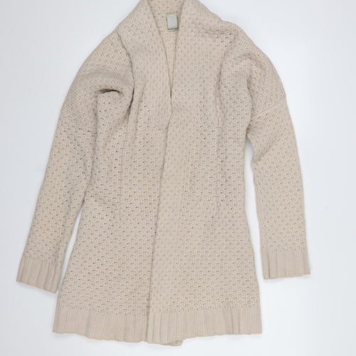 GAP Women Beige Wool Blend Open Cardigan Medium Long Sleeve Knit Jumper