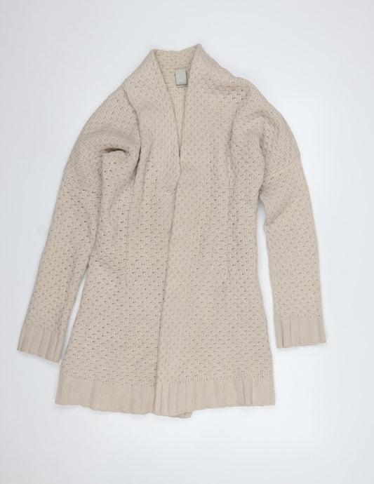 GAP Women Beige Wool Blend Open Cardigan Medium Long Sleeve Knit Jumper