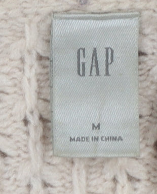 GAP Women Beige Wool Blend Open Cardigan Medium Long Sleeve Knit Jumper