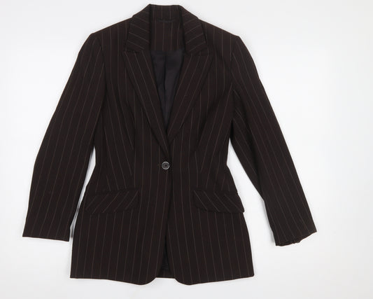Principles Petite Brown Pinstripe Blazer Womens Size 6 Single Breasted