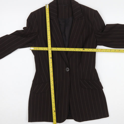 Principles Petite Brown Pinstripe Blazer Womens Size 6 Single Breasted