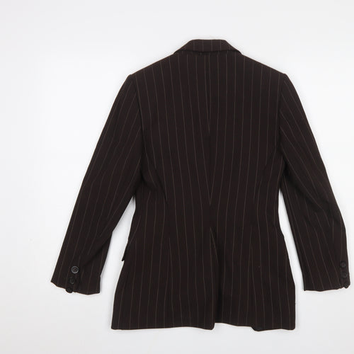 Principles Petite Brown Pinstripe Blazer Womens Size 6 Single Breasted