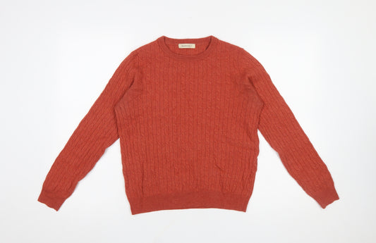 Woolovers Women’s Orange Cable-Knit Merino Wool Cashmere Jumper M