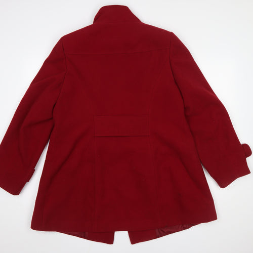 Evans Women Red Mid-Length Coat Wool-Blend Classic Size 16
