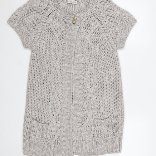 Marks and Spencer Women’s Grey Chunky-Knit Short Sleeve Cardigan UK 14