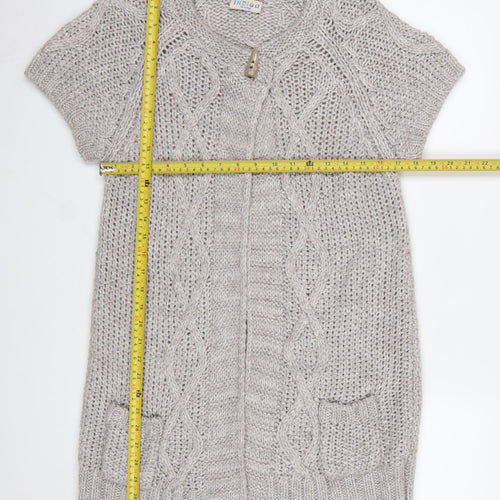 Marks and Spencer Women’s Grey Chunky-Knit Short Sleeve Cardigan UK 14