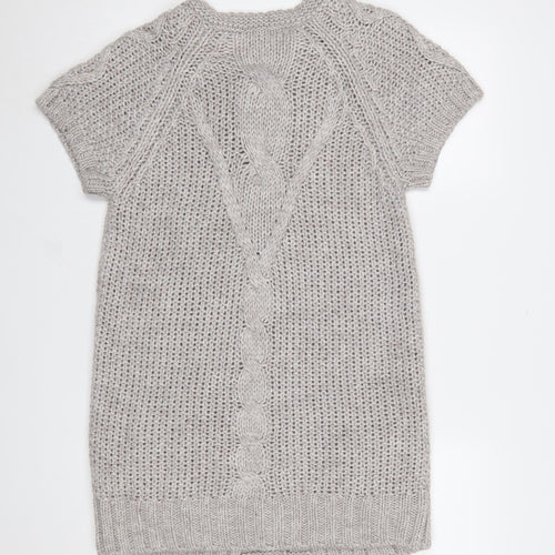 Marks and Spencer Women’s Grey Chunky-Knit Short Sleeve Cardigan UK 14