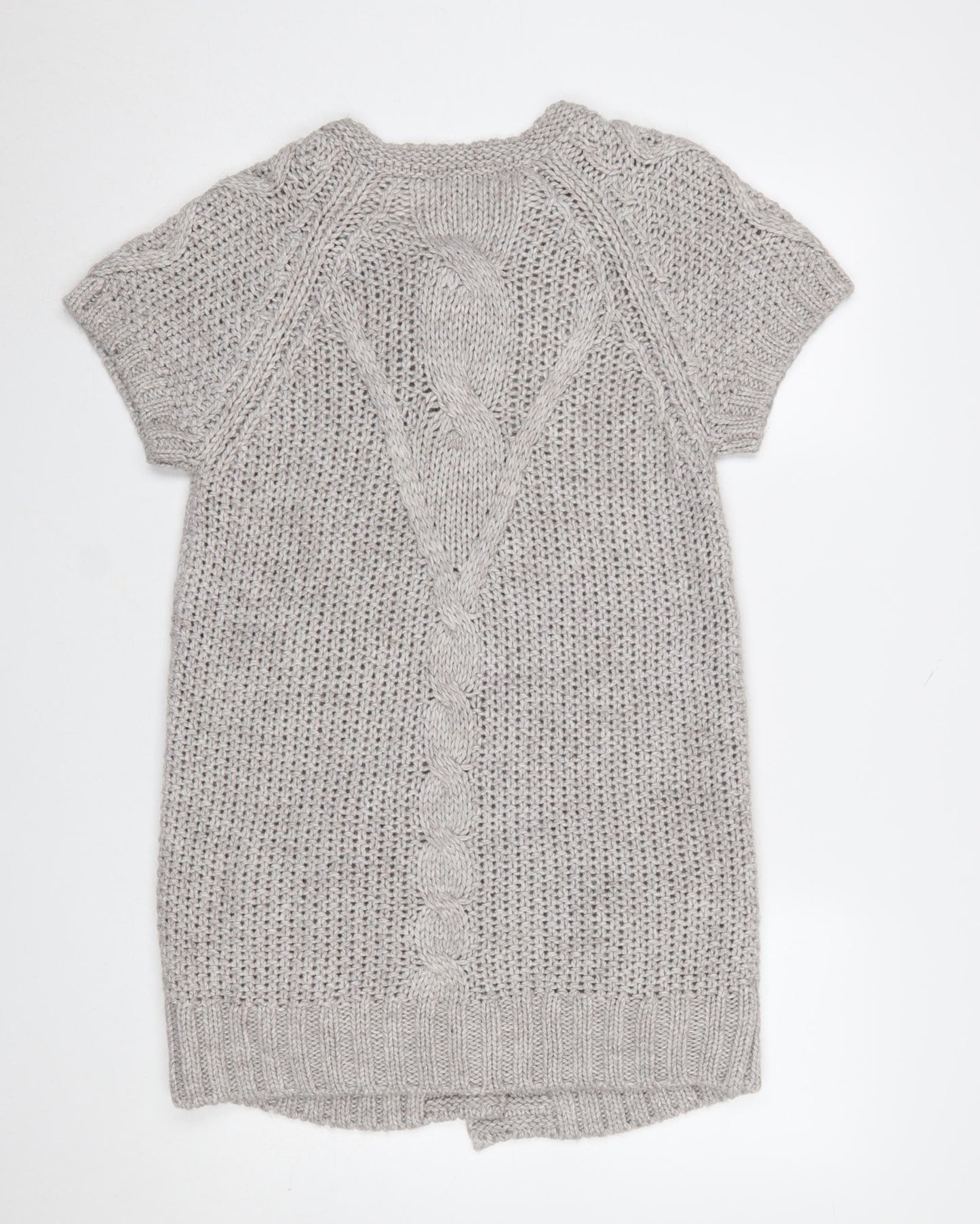 Marks and Spencer Women’s Grey Chunky-Knit Short Sleeve Cardigan UK 14