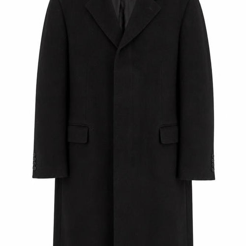 Dehavilland Men's Black Wool Cashmere Overcoat 40S Classic Long Formal