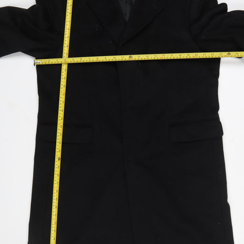 Dehavilland Men's Black Wool Cashmere Overcoat 40S Classic Long Formal