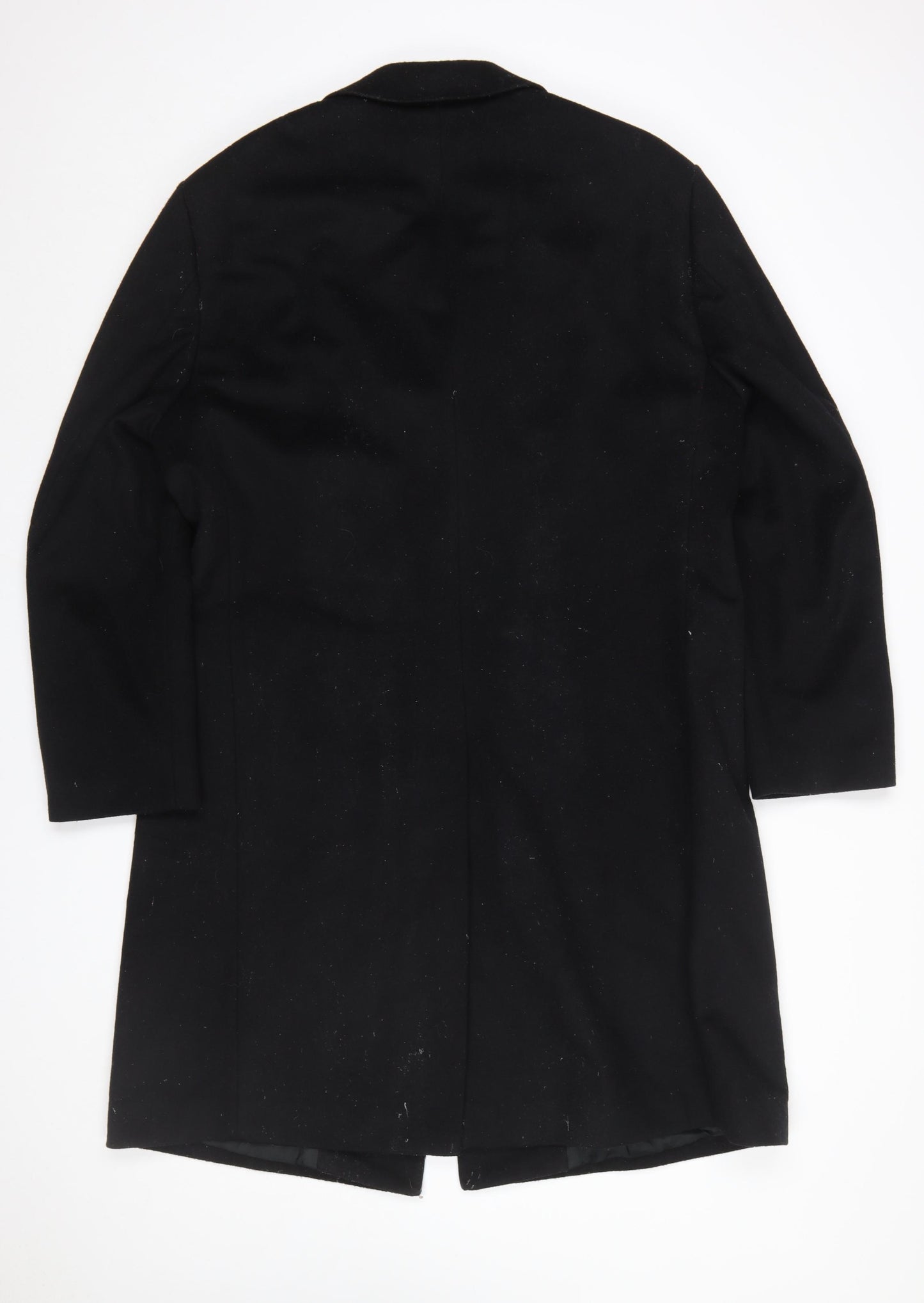 Dehavilland Men's Black Wool Cashmere Overcoat 40S Classic Long Formal