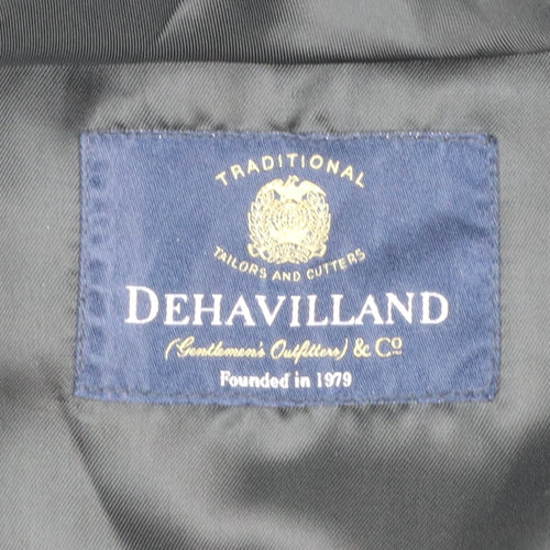 Dehavilland Men's Black Wool Cashmere Overcoat 40S Classic Long Formal