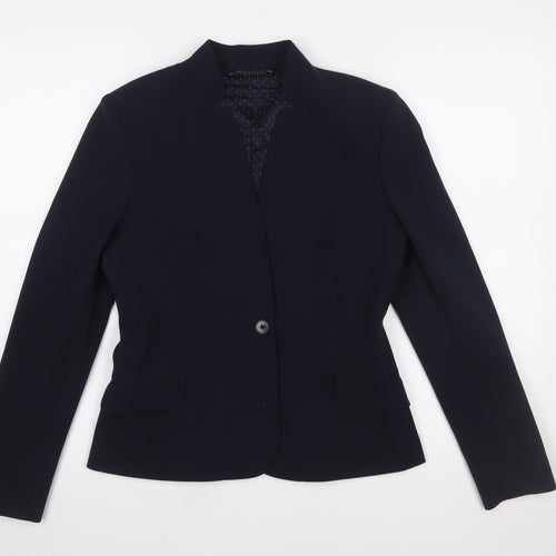 Jigsaw Women's Blue Wool Blend Tailored Blazer UK 10