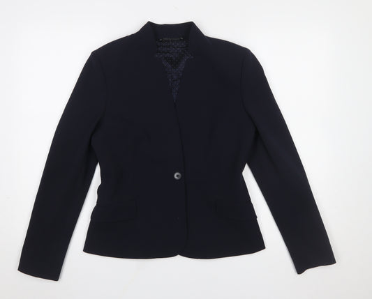 Jigsaw Women's Blue Wool Blend Tailored Blazer UK 10