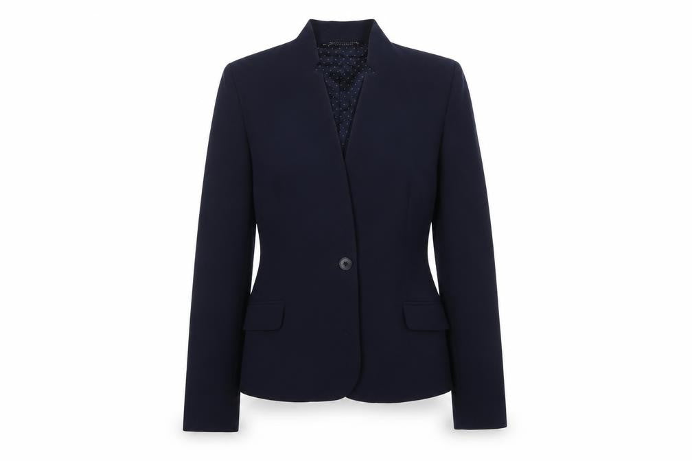 Front view of Jigsaw Women's Blue Wool Blend Tailored Blazer UK 10