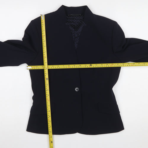 Jigsaw Women's Blue Wool Blend Tailored Blazer UK 10