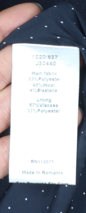 Jigsaw Women's Blue Wool Blend Tailored Blazer UK 10