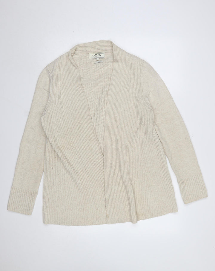FatFace Women Beige Size 12 Knit Acrylic Cardigan Jumper