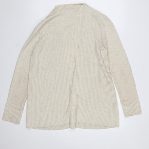 FatFace Women Beige Size 12 Knit Acrylic Cardigan Jumper