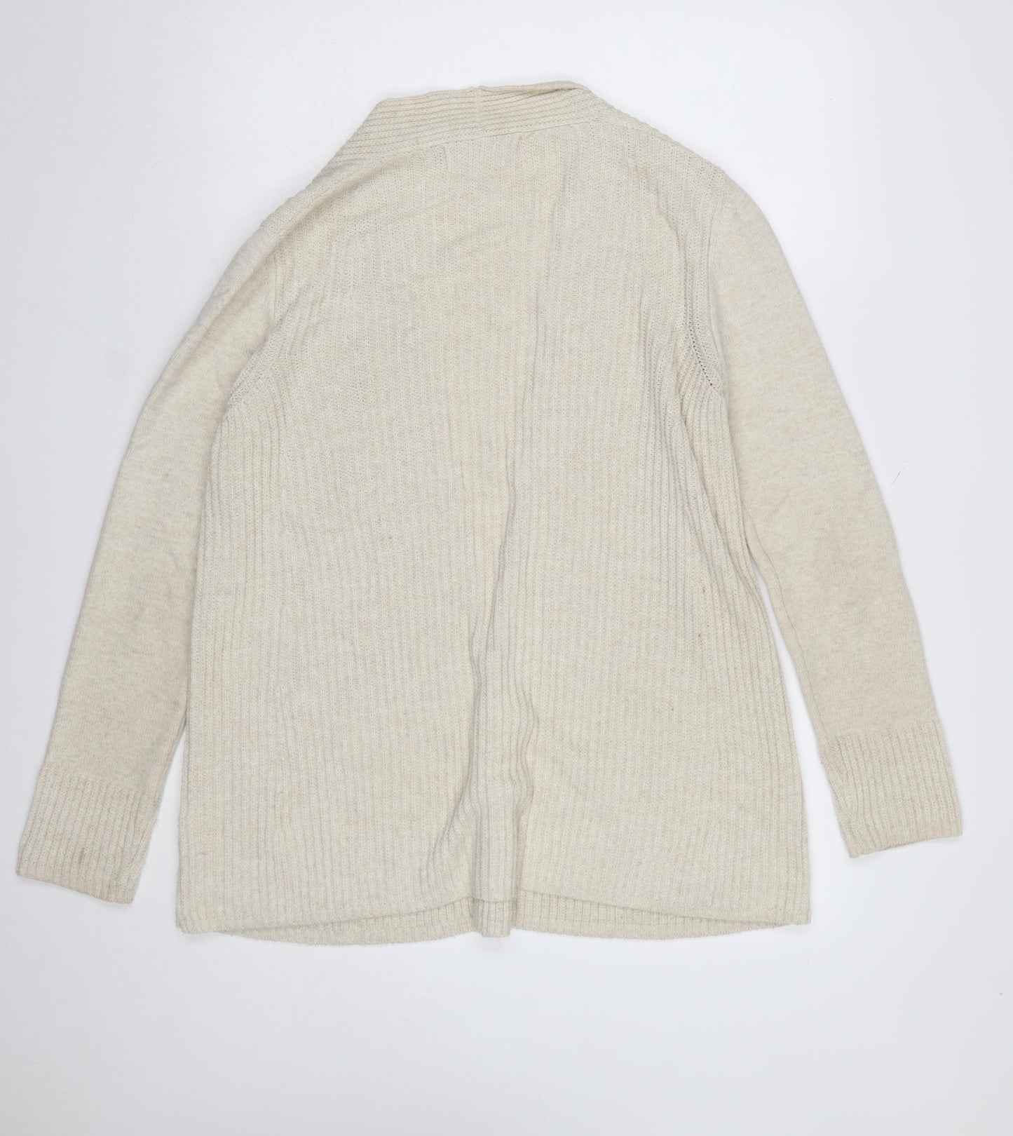 FatFace Women Beige Size 12 Knit Acrylic Cardigan Jumper