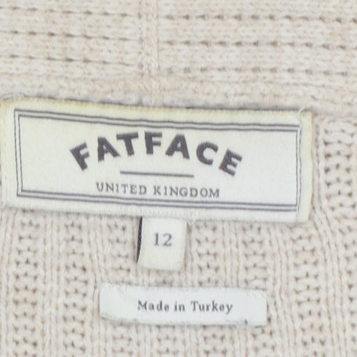 FatFace Women Beige Size 12 Knit Acrylic Cardigan Jumper