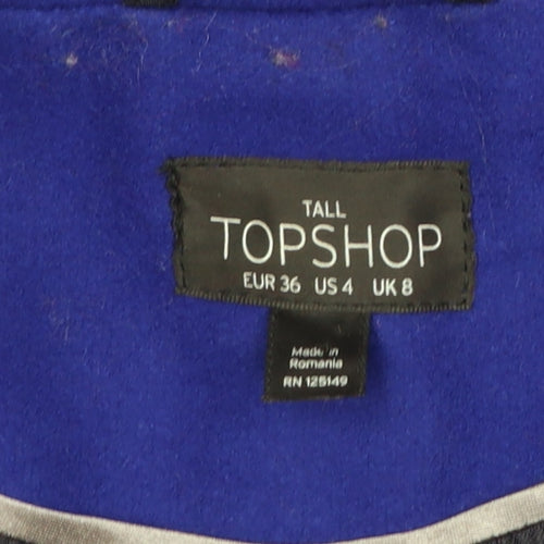 Topshop Women’s Tall Blue Long Overcoat Size 8